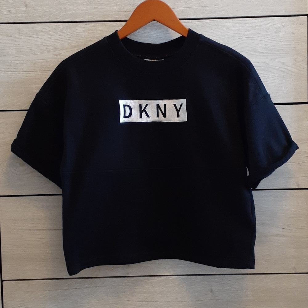 DKNY SPORTS BLACK CROP WORKOUT TOP XS